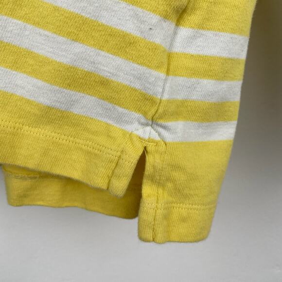 Vintage Lands End Rugby Yellow White Striped Long Sleeve Shirt Preppy SZ L 14/16 - Picture 5 of 8
